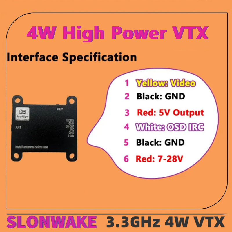SLONWAKE FPV 3.3G 16CH 4000mW  - Drone Transmitter 评论和价格